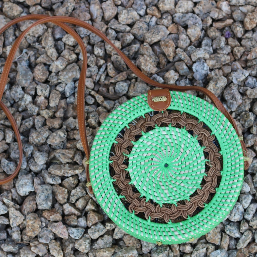 LAST ONE with FREE tassel! Round rattan bag